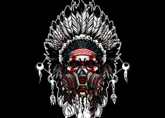Indian chief with a gas mask tshirt design vector