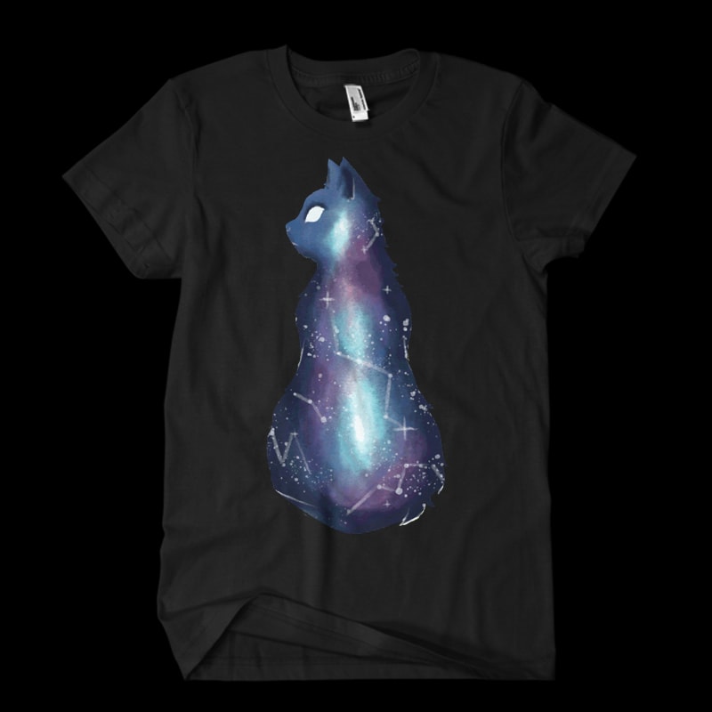 Galaxy Cat Vector t-shirt t shirt designs for print on demand