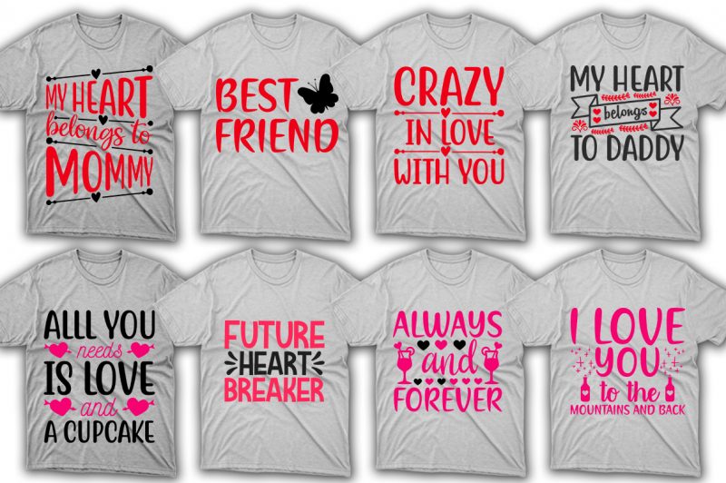 80 Valentine's day t-shirt designs bundle, Valentine's day svg bundle