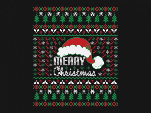 Editable merry christmas sweater design