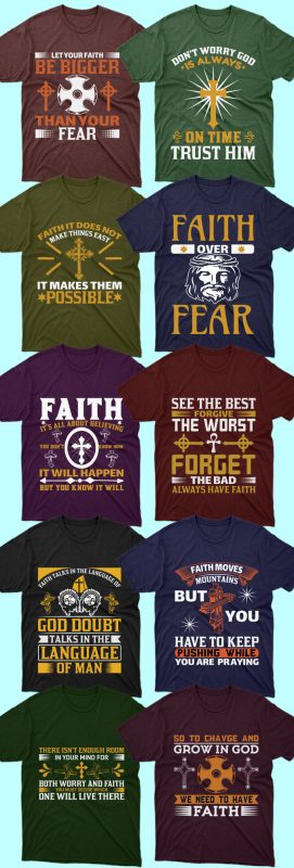 50 Editable Christian T-shirt Designs Bundle