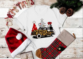 Truck Leopard PNG, Truck Christmas Tree PNG t shirt design for sale