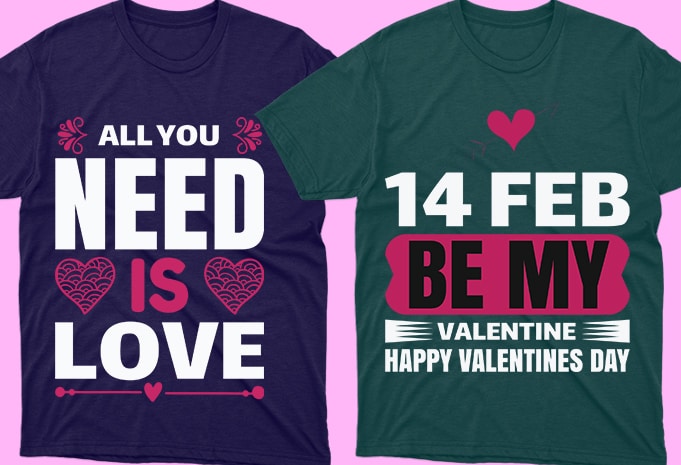 50 Editable Valentine's day T-shirt Designs Bundle