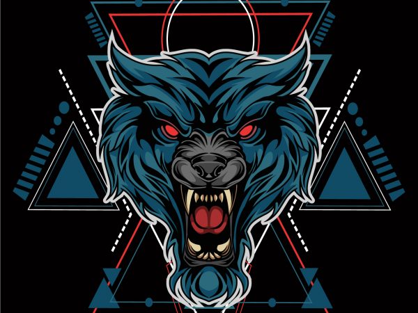 Mighty wolf geometric buy t shirt design artwork