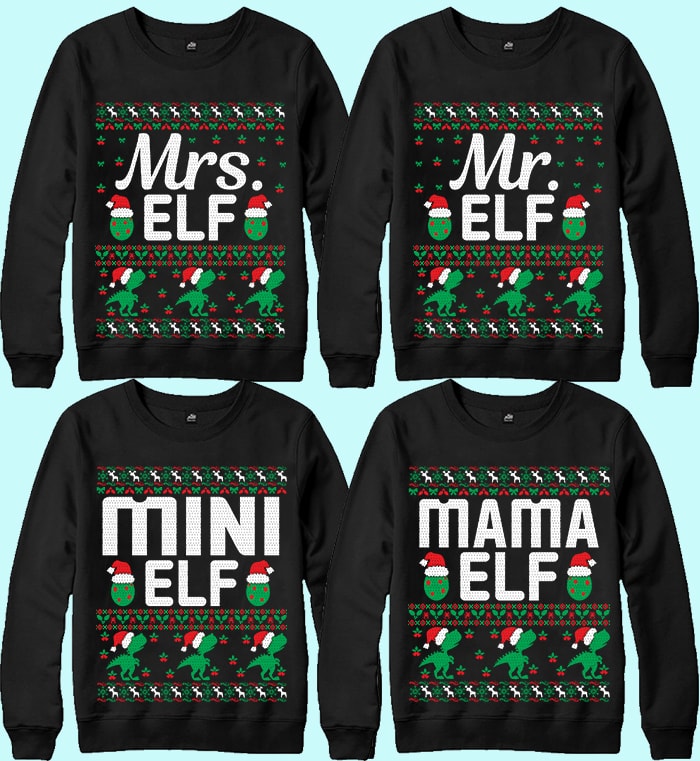 70 print ready Ugly Christmas Sweater Designs Bundle.