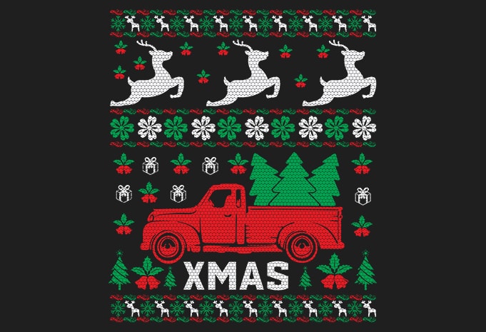 100% Pattern Ugly Xmas Sweater Design.