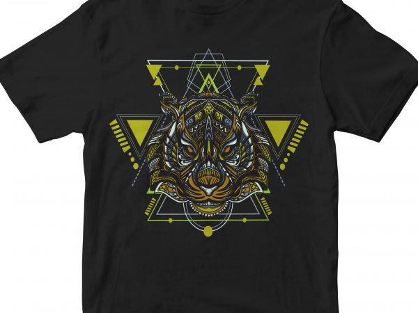Tiger head geometric buy t shirt design artwork
