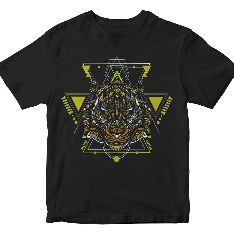 TIGER HEAD GEOMETRIC commercial use t shirt designs