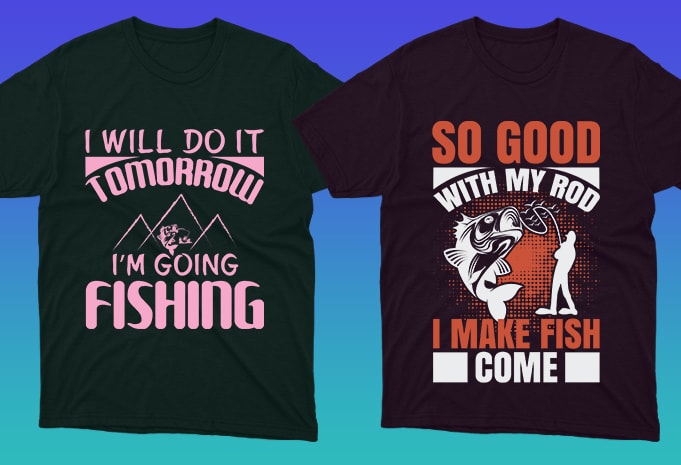 50 Editable Fishing T-shirt Designs Bundle