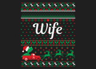 100% Pattern Wife Family Ugly Christmas Sweater Design.