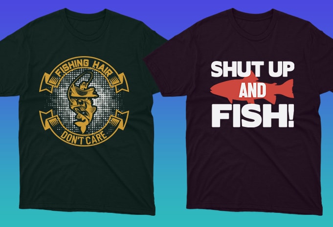 50 Editable Fishing T-shirt Designs Bundle