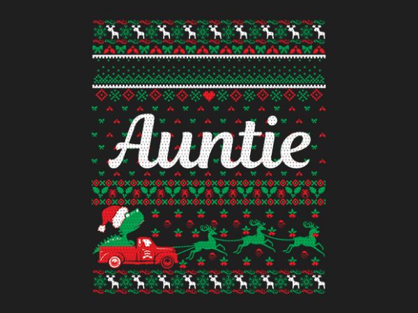 100% pattern auntie family ugly christmas sweater design.