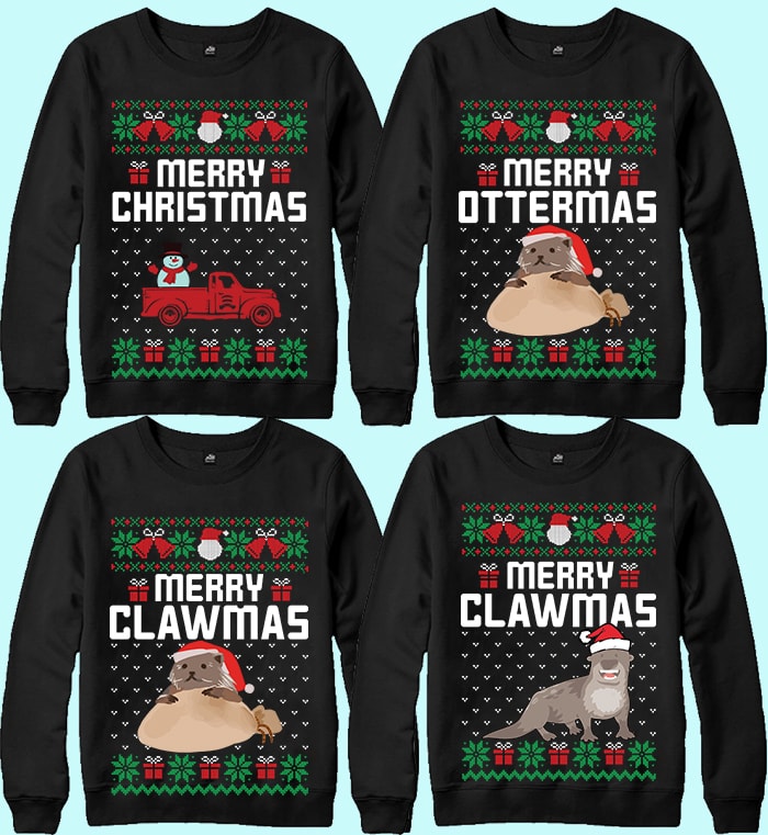 t-shirt vector 70 print ready Ugly Christmas Sweater Designs Bundle