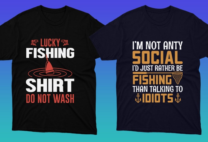 50 Editable Fishing T-shirt Designs Bundle