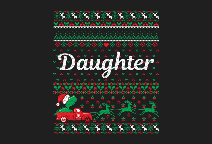 100% Pattern Daughter Family Ugly Christmas Sweater Design.