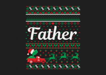 100% Pattern Father Family Ugly Christmas Sweater Design.