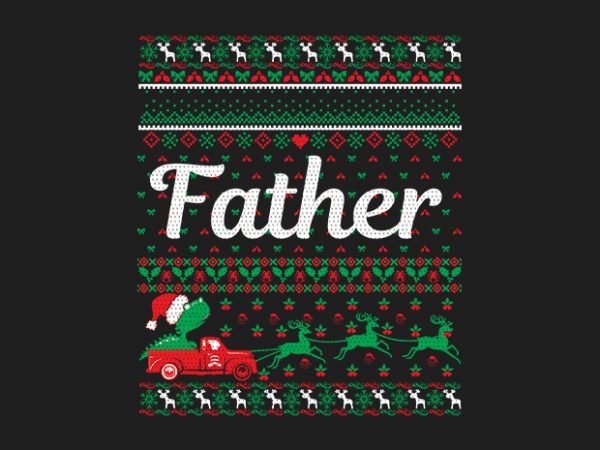 100% pattern father family ugly christmas sweater design.