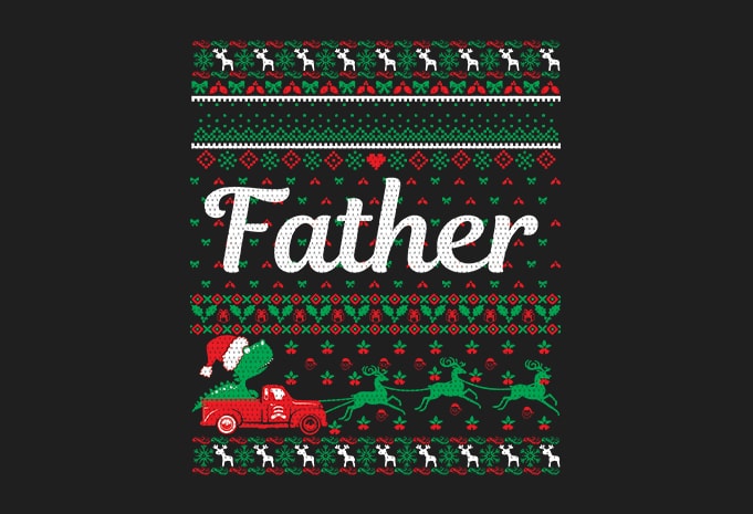 100% Pattern Father Family Ugly Christmas Sweater Design.