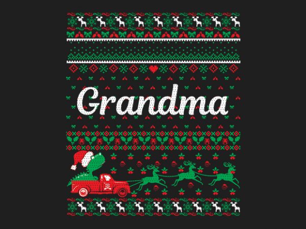 100% pattern grandma family ugly christmas sweater design.