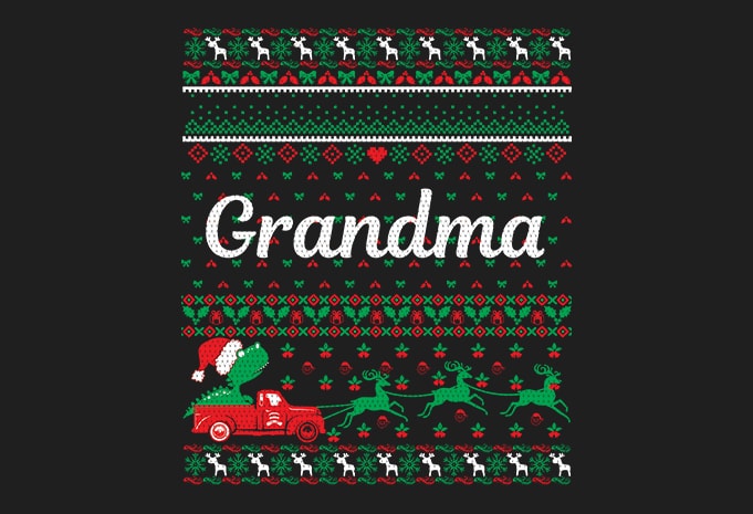 100% Pattern Grandma Family Ugly Christmas Sweater Design.