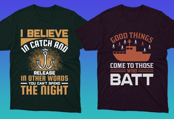 50 Editable Fishing T-shirt Designs Bundle