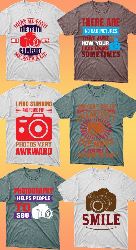 50 Editable Photography T-shirt Designs Bundle