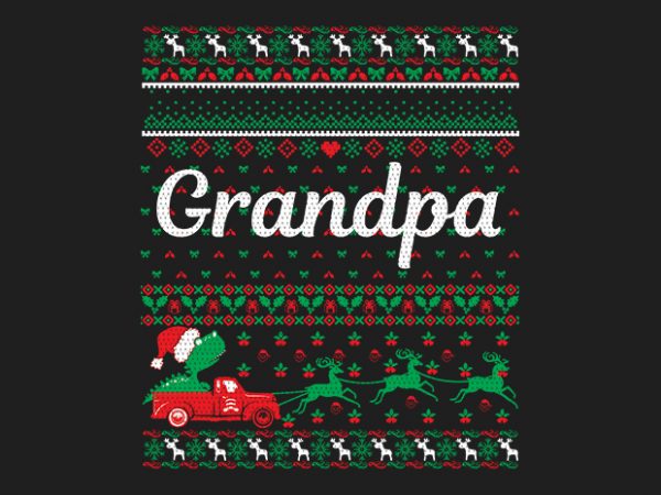 100% pattern grandpa family ugly christmas sweater design.
