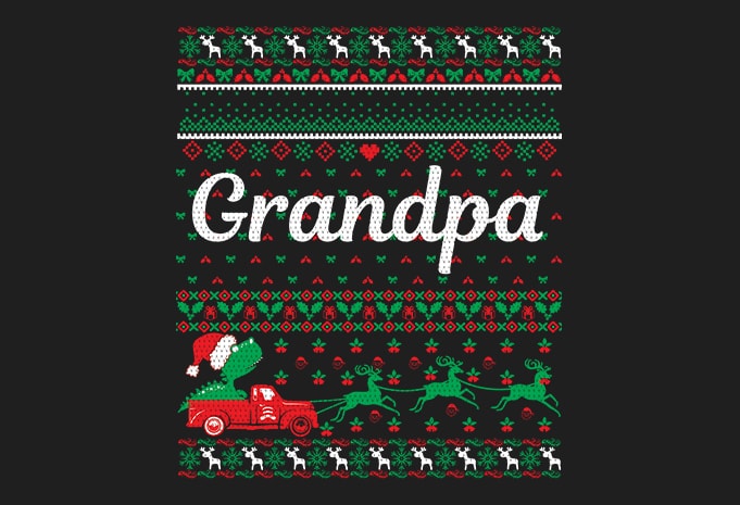100% Pattern Grandpa Family Ugly Christmas Sweater Design.