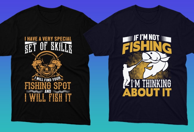 50 Editable Fishing T-shirt Designs Bundle