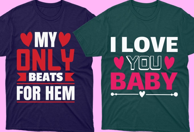 50 Editable Valentine's day T-shirt Designs Bundle