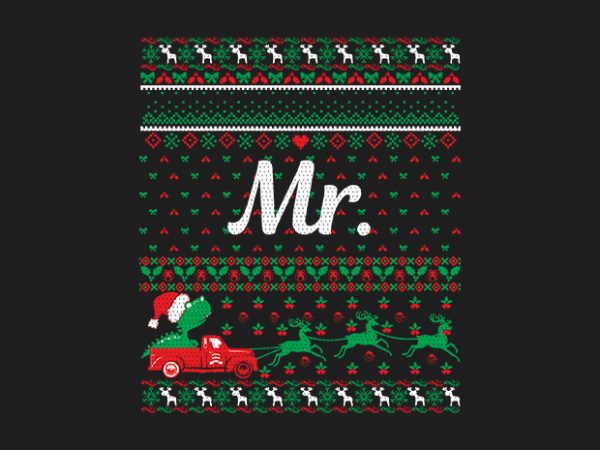 100% pattern mr. family ugly christmas sweater design