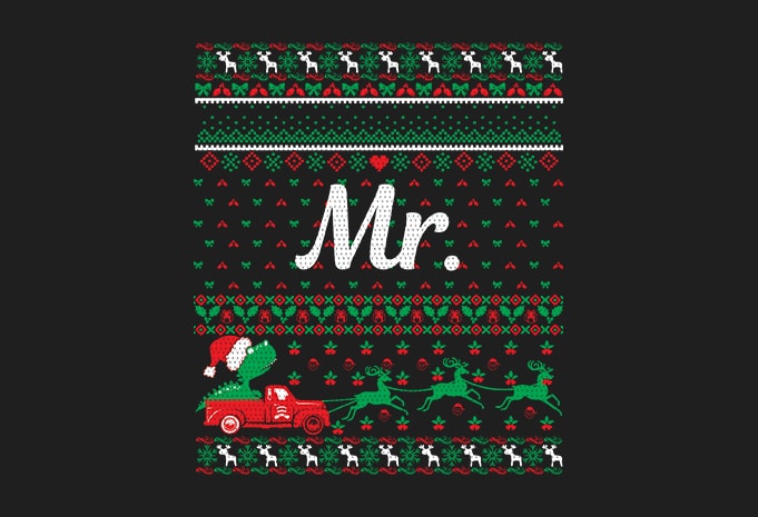 100% Pattern Mr. Family Ugly Christmas Sweater Design