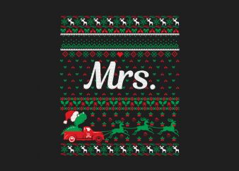 100% Pattern Mrs. Family Ugly Christmas Sweater Design.