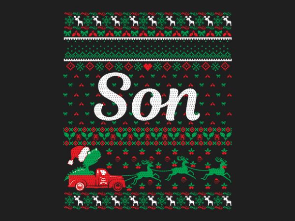 100% pattern son family ugly christmas sweater design.