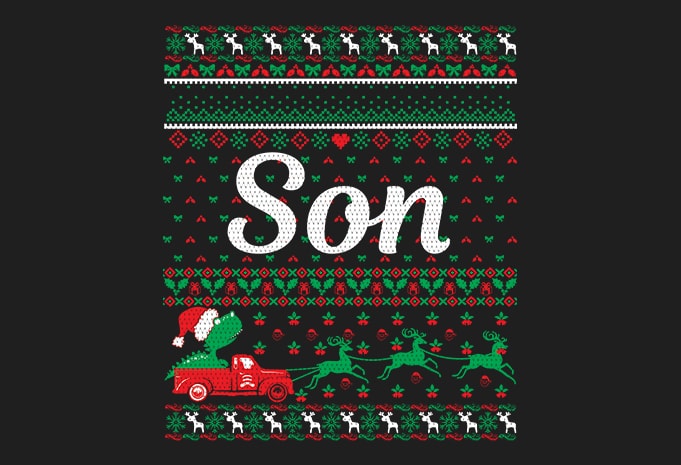 100% Pattern Son Family Ugly Christmas Sweater Design.