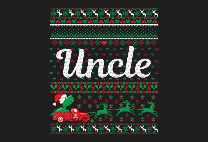 100% Pattern Uncle Family Ugly Christmas Sweater Design.