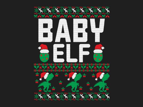 100% pattern baby elf family ugly christmas sweater design.