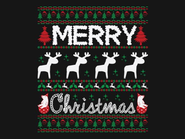 Editable merry christmas sweater design