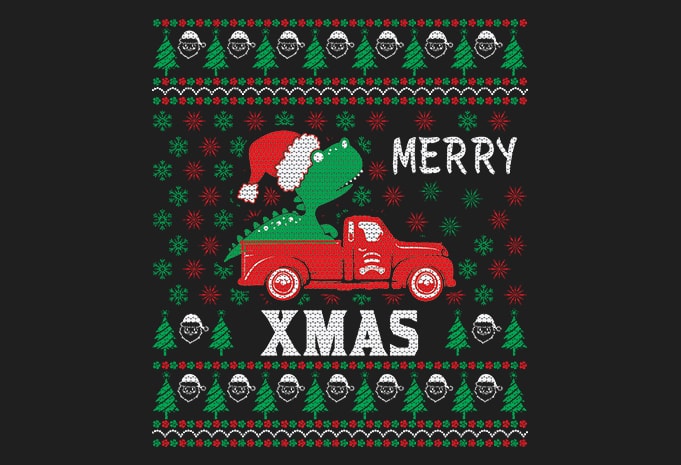 100% Pattern Ugly Merry Xmas Sweater Design