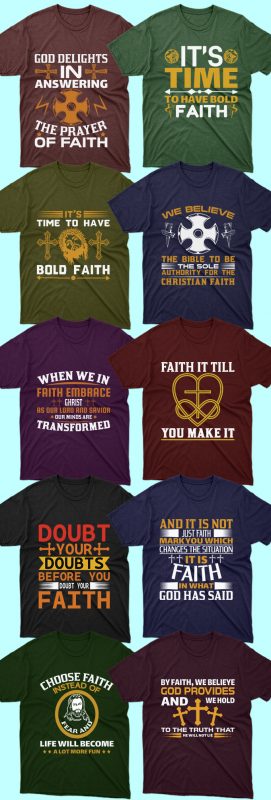 50 Editable Christian T-shirt Designs Bundle