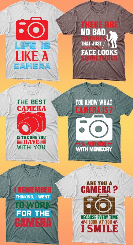 50 Editable Photography T-shirt Designs Bundle