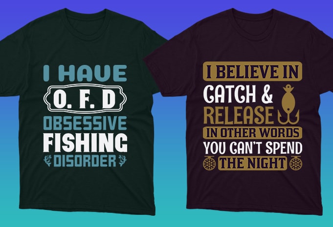 50 Editable Fishing T-shirt Designs Bundle