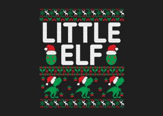 100% Pattern Little ELF Family Ugly Christmas Sweater Design.