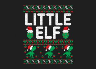 100% Pattern Little ELF Family Ugly Christmas Sweater Design.