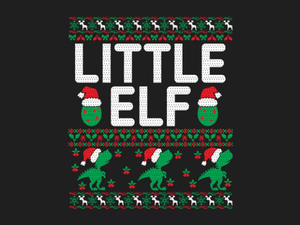 100% pattern little elf family ugly christmas sweater design.