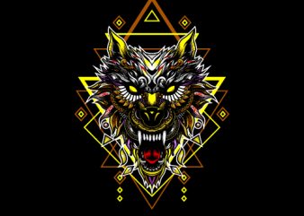 WOLF HEAD GEOMETRIC t shirt design for purchase