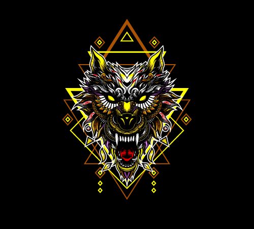 Geometric wolf metal vector shirt design