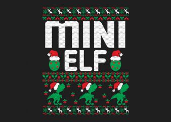 100% Pattern Mini ELF Family Ugly Christmas Sweater Design.