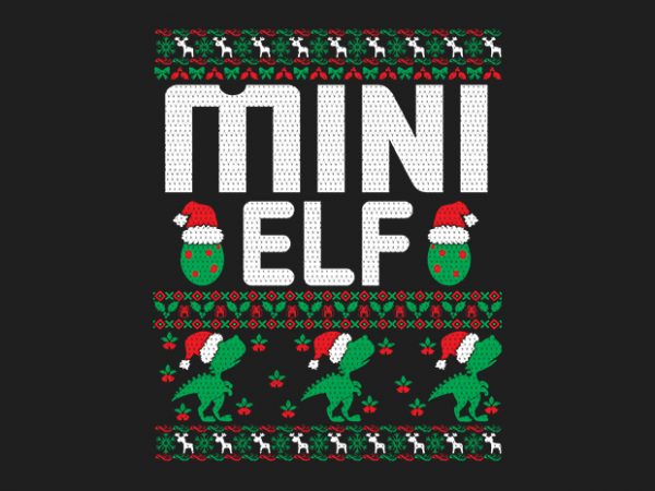 100% pattern mini elf family ugly christmas sweater design.