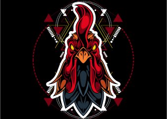 geometric roosters t shirt design for purchase